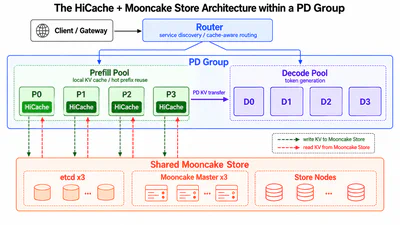 The HiCache + Mooncake Store Architecture within a PD Group